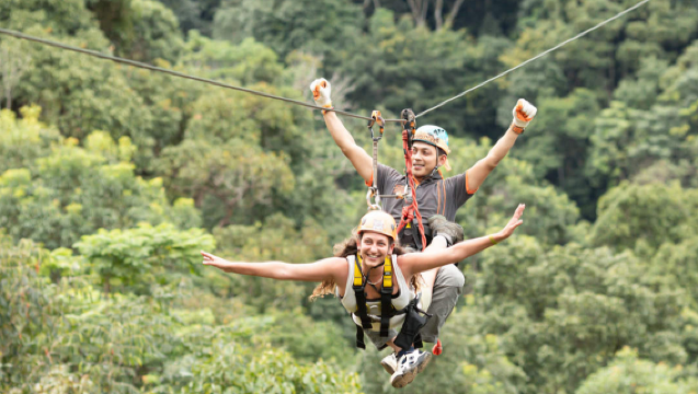 Skyline Adventure in Chiang Mai | 38 Plattformen Hochseilrutsche + Riesenrutsche + Hin- und Rückfahrt, optional Dschungel-Kart erhältlich