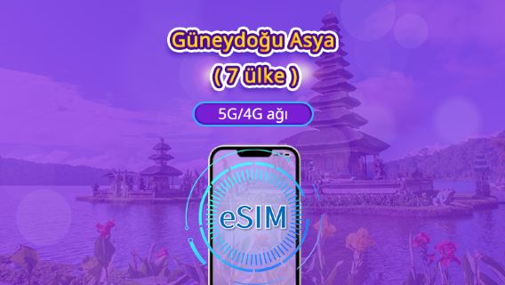 Güneydoğu Asya (7 Ülke) | 5G/4G eSIM | Günlük Paket/Veri Paketi | 24 Saatlik Faturalandırma | 1-30 Gün | QR Kodu