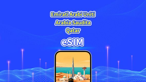 EAU/Arabia Saudita/Qatar eSIM 5G | Piano giornaliero/Pacchetto dati totali | 1-30 giorni | Tariffazione 24 ore | Codice QR