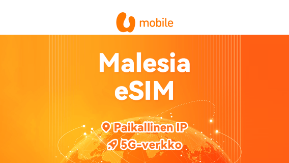 Malesia | U Mobile 5G eSIM | Päiväpaketti/datapaketti | 24 tunnin laskutus | QR-koodi