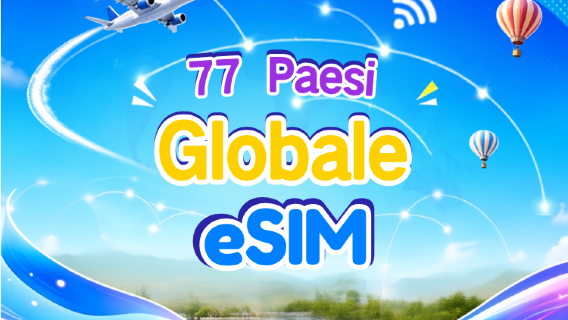 eSIM globale (77 Paesi) 5G/4G | Supporta Google Maps/TikTok/ChatGPT | Pacchetto dati | Fatturazione ogni 24 ore | 1–7 giorni | Codice QR
