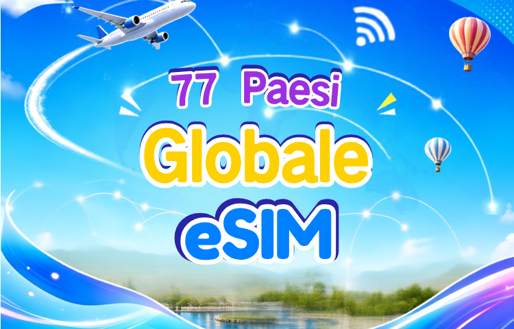 eSIM globale (77 Paesi) 5G/4G | Supporta Google Maps/TikTok/ChatGPT | Pacchetto dati | Fatturazione ogni 24 ore | 1–7 giorni | Codice QR
