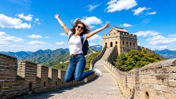 Beijing pusat kota - Tembok Besar Mutianyu bus antar jemput|pemandu wisata bilingual Mandarin-Inggris-Rusia + beberapa titik penjemputan