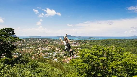 Halvdagsudflugt til Skyline Jungle Flyover i Phuket | ATV/Elefantridning på engelsk