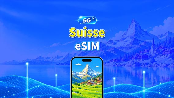 Suisse 5G eSIM  | Double Réseau | Compatible avec l'IA et TikTok | Forfait de données quotidien/total | 1–30 jours | Facturation sur 24 heures | Code QR