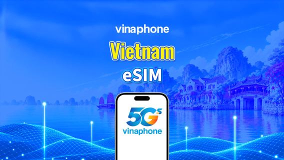 Vietnam Vinaphone 5G eSIM | Compatible IA & TikTok | Forfait de données quotidien/total | 1–30 jours | Facturation sur 24 heures | Code QR