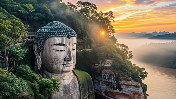 Chengdu round-trip: Leshan Giant Buddha 1-day tour includes vehicle, English-speaking guide, admission ticket, and local specialty lunch