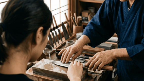 Kyoto: Japanese Knife Sharpening Class with Expert Guide
