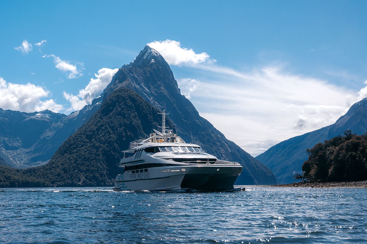 Excursión de un día al fiordo Milford en Nueva Zelanda: autobús + crucero + vuelo panorámico + almuerzo