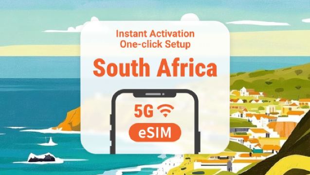 eSIM de 5G na África do Sul | Cobertura de rede dupla | ChatGPT disponível | Pacotes de 1 a 30 dias | Ativação instantânea | Código QR