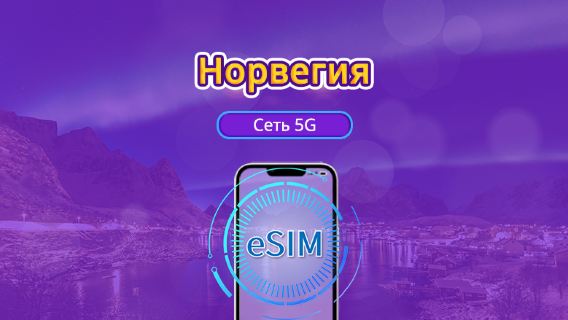 Норвегия | 5G/4G eSIM | Поддержка Tiktok и ChatGPT | Дневной пакет /Пакет трафика | Оплата по календарным дням | 1-30 дней | QR-код