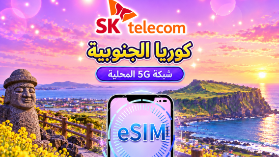 كوريا الجنوبية SKT | eSIM 5G/4G | باقة يومية | رقم هاتف+رسائل | فوترة لمدة 24 ساعة | 1-90 يومًا | رمز QR