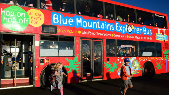 bus pariwisata Naik-Turun Sydney Blue Mountains (tur wisata 60 menit (dengan penjelasan) / tiket masuk 1 hari / tiket masuk 1 hari + tiket masuk Scenic World)