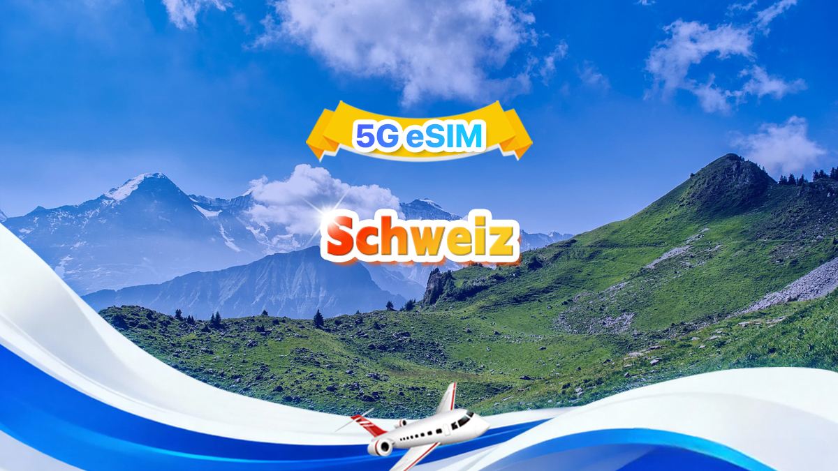 Schweiz 5G eSIM | Tagespaket/Gesamtpaket | 1GB/Tag – gesamt 30GB | 1-30 Tage | 24-Stunden-System | QR-Code