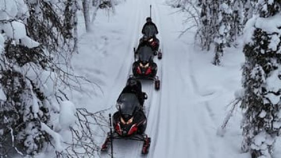 Levi: Snowmobile Safari In Snowy Forest