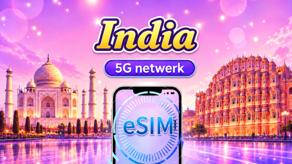 India | 5G/4G eSIM | dagbundel/data bundel | afgerekend per kalenderdag | 1-30 dagen | QR-code