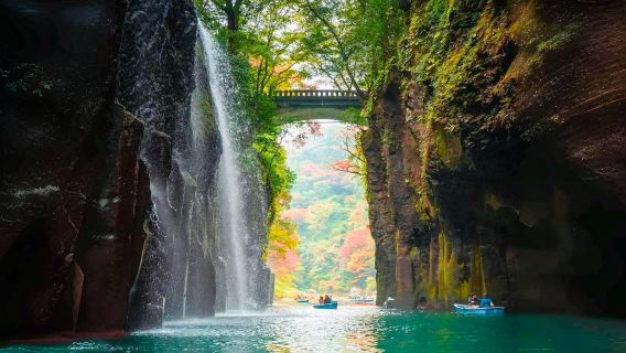 1-day tour in Kyushu, Japan: Miyazaki Takachiho Gorge + Aso Volcano | Departing from Fukuoka