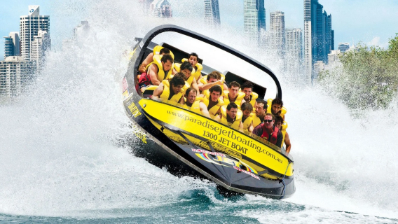 Ταχύπλοο με τζετ 40 λεπτών στη Χρυσή Ακτή Paradise Jet Boat [Προσφορά περιορισμένου χρόνου με ηλεκτρονικές φωτογραφίες και βίντεο/μεταφορά από και προς το Surfers Paradise/Ταχύπλοο Paradise Jet]