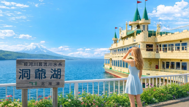 1-day tour to Lake Tōya Meisui Park + Noboribetsu Jigokudani Valley + lakeside farm