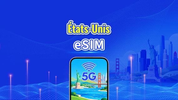 États-Unis 5G eSIM | Couverture multi-réseaux | Forfait de données quotidien/total | 1–30 jours | Facturation sur 24 heures | Code QR