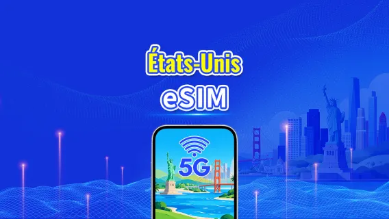 États-Unis 5G eSIM | Couverture multi-réseaux | Forfait de données quotidien/total | 1–30 jours | Facturation sur 24 heures | Code QR