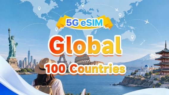 Global coverage (100 countries) 5G/4G eSIM | Supports all AI & TikTok | 500MB/day - total 50GB | 1-90 days | 24-Hour Billing | QR code