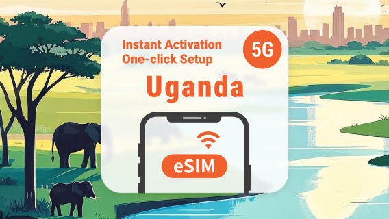 Oeganda 5G eSIM | Dubbele netwerkdekking | 1–30 dagen | Directe QR-code