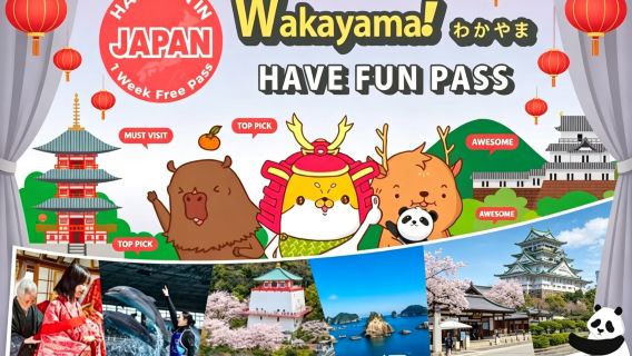 บัตรผ่านเมืองวาคายามะ | บัตรเที่ยววาคายามะ Have Fun in Wakayama (เลือก 3 รายการใน 7 วัน สามารถเลือกแอดเวนเจอร์ เวิลด์ได้)