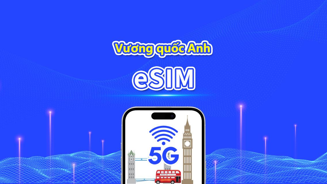 eSIM Vương quốc Anh | 5G/4G | Gói dữ liệu hàng ngày/tổng | 1–30 ngày | Tính phí theo 24 giờ | Mã QR