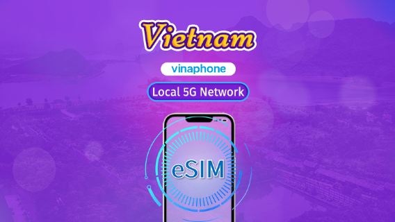 Vietnam Vinaphone | Lokale eSIM | Dagabonnement | Facturatie per kalenderdag | 5-10 dagen | QR-code