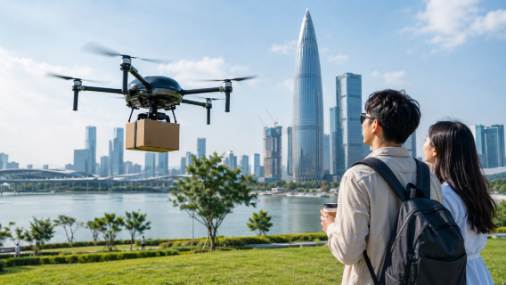 Trasporto privato | Tour di un giorno all'esperienza di consegna con veicoli autonomi e droni a Shenzhen Huaqiangbei / DJI Technology