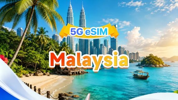 Malaysia 5G eSIM | Four networks · supports all AI & TikTok | 500MB/day–total 30GB | 1–30 days | 24 hr billing | QR code