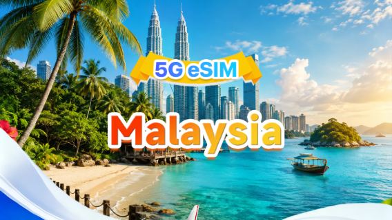 Malaysia 5G eSIM | Four networks · supports all AI & TikTok | 500MB/day–total 30GB | 1–30 days | 24 hr billing | QR code