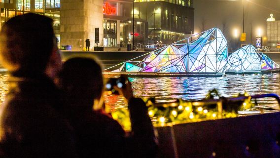 Amsterdam Light Festival canal cruise with unlimited drinks