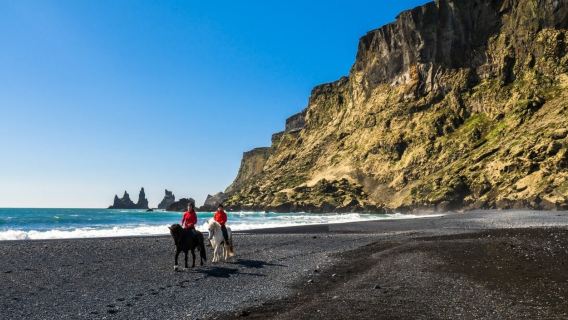 Iceland Horse Riding Experience (Riding purebred Icelandic horses for a millennium + Reynisfjara Beach/volcanic lava fields/mountain grassland routes + Reykjavik/Vik)