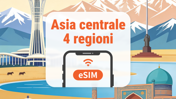 Asia Centrale 4 Paesi eSIM | AI & TikTok | 1–30 Giorni | Codice QR