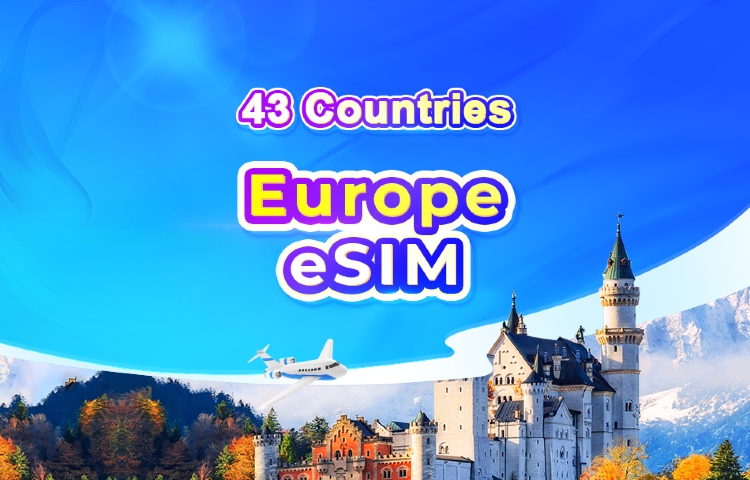 Europe 4G/5G eSIM | All AI & TikTok | Day Pass/Total Data Package | 24-Hour Billing | QR Code