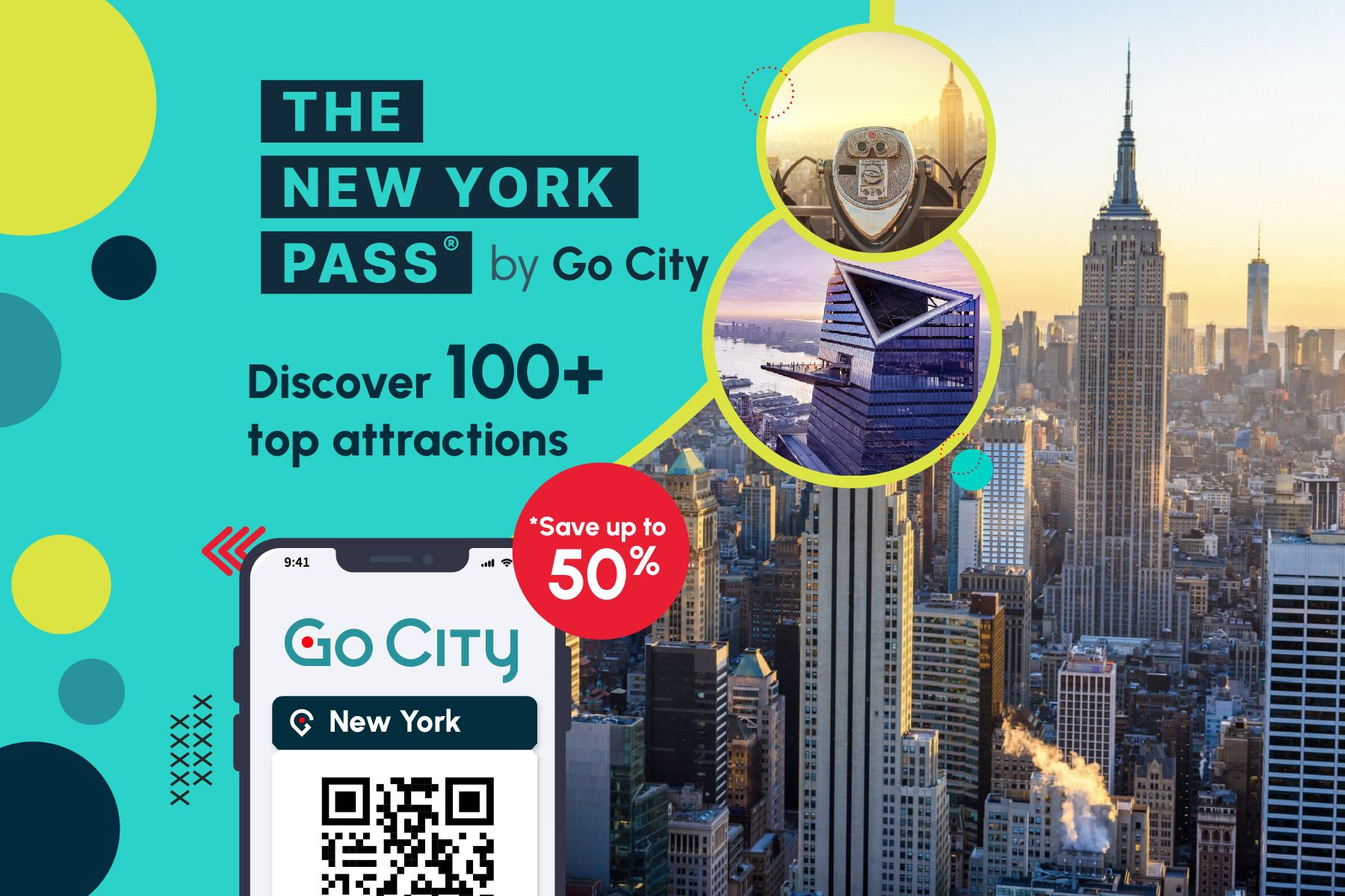 Go City ニューヨーク周遊パス (エンパイア・ステート・ビル/トップ・オブ・ザ・ロック展望台など100以上の人気観光スポット含む) New York All-Inclusive Pass