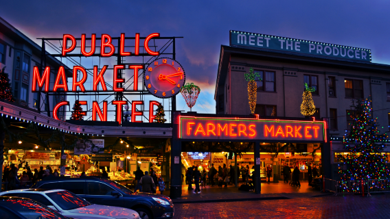 Seattle day tour: Pike Place Fish Market + Olympic Sculpture Park + Gas Works Park + Golden Park