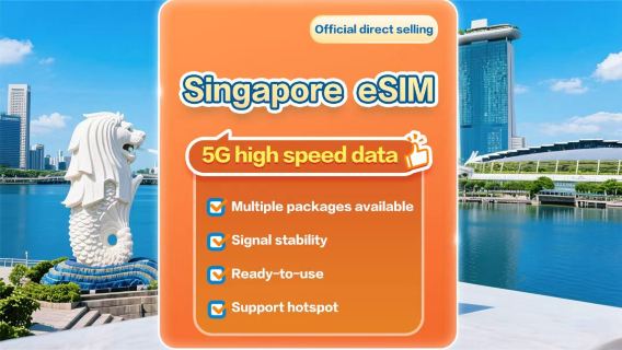 Singapore 4G/5G|eSIM data card|5-20 day package options available|Available immediately|Hotspot supported|QR code