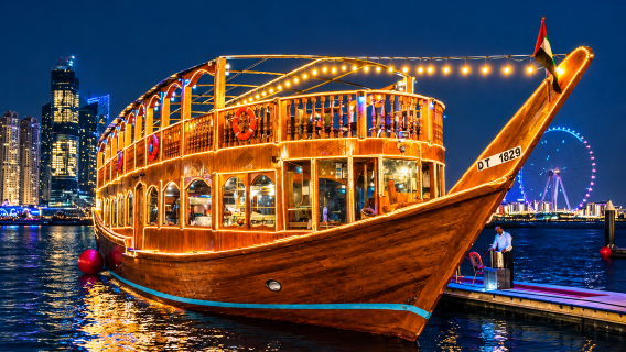 Dubai Dhow Cruise Marina With Dinner Buffet and Live Shows
