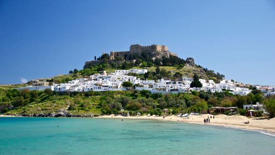 Từ Rhodes: Xe buýt khứ hồi Lindos với thời gian tự do