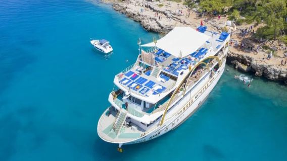 Kemer Mediterranean Bliss Mega Star Boat Tour With Lunch and Hotel Transfer