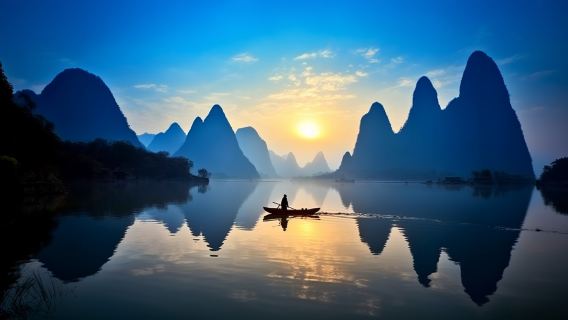 Yangshuo Day Tour: Lijiang River Four-star Cruise & Yulong River Rafting(Chinese Service)