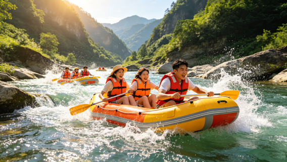 [Sommerfest] Wildwasserrafting auf dem Mengdong-Fluss + Halbtagesausflug nach Furong-Stadt | Canyon-Stromschnellen + Nachtbeleuchtung der 1000-jährigen Altstadt