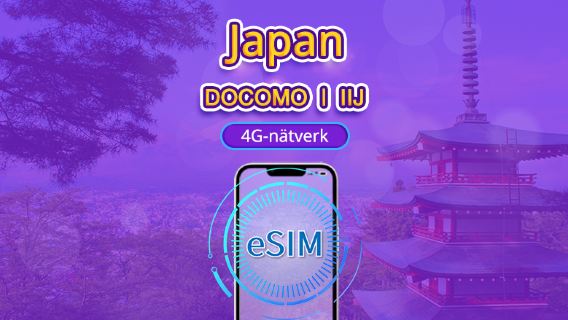 Japan | DOCOMO eSIM | Dagspaket/Data-paket | Debitering per kalenderdag | 1–30 dagar | QR-kod