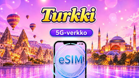 Turkki | 5G/4G eSIM | Päiväpaketti/Datapaketti | Luonnollinen päivälaskutus | 1-30 päivää | QR-koodi