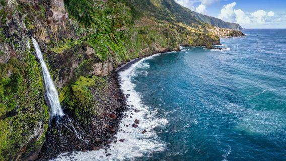 Funchal round-trip Madeira Island | Bride's veil waterfall - Seixal black sand beach etc. (tickets not included)
