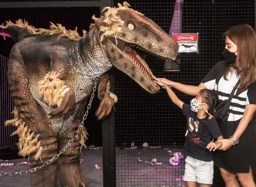ตั๋วเข้าชมจูราสิค ไดโนเสาร์ - ผจญภัยกับสนามเด็กเล่นในร่ม  (Jurassic Dinosaur – Adventure Park Interactive Indoor Playground)