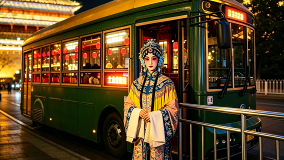 Beijing opera experience - nightlife on Chang'an Street by retro tram - includes onboard Peking opera + old Beijing snacks